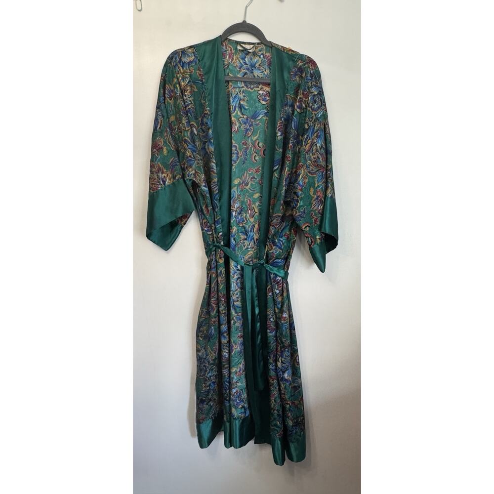 Victorias Secret Robe Deadstock Vintage 90s Lingerie Satin Rainbow Paisley